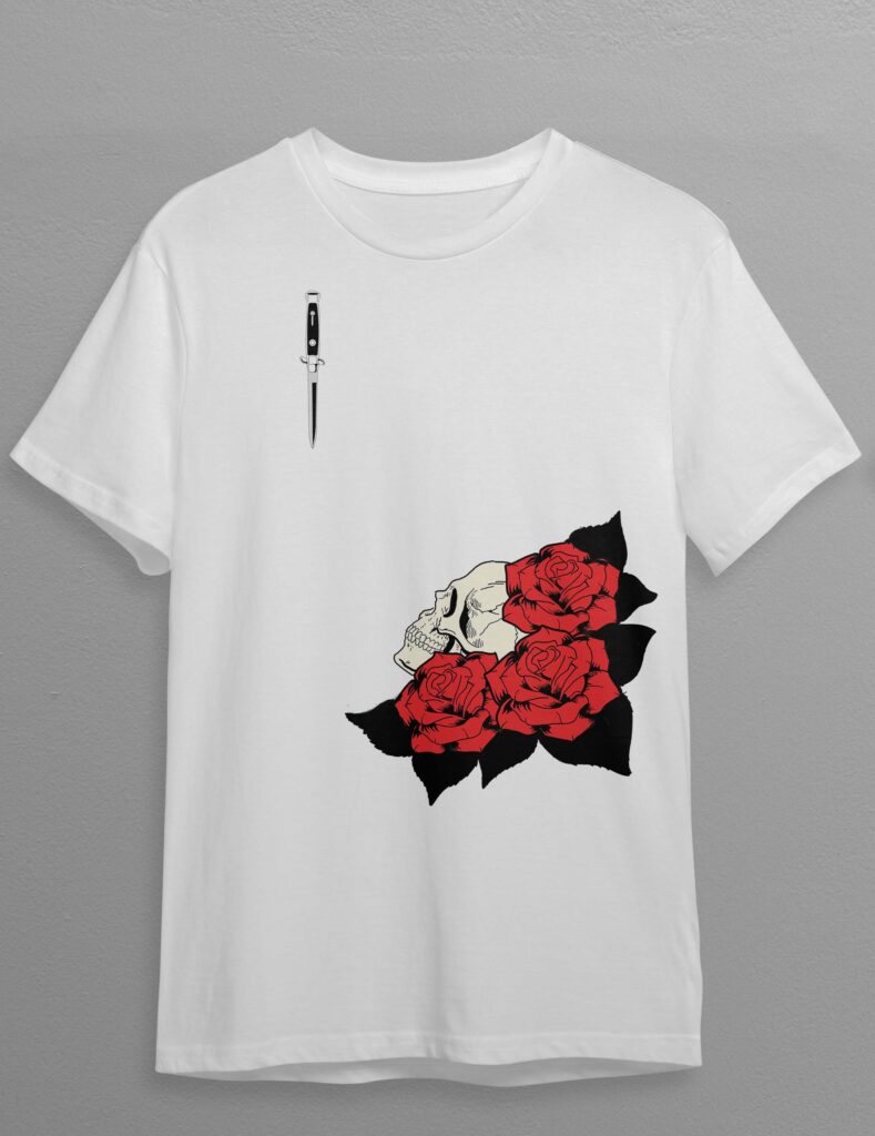 SKULL AND ROSES (WHITE) FRONT